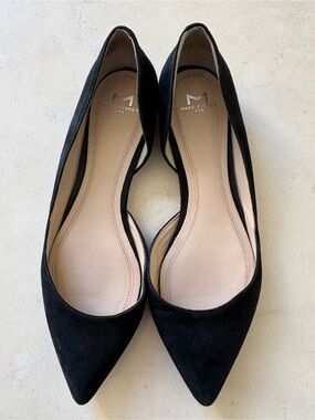 Marc Fisher Black Suede Pointed Toe D'Orsay Flats